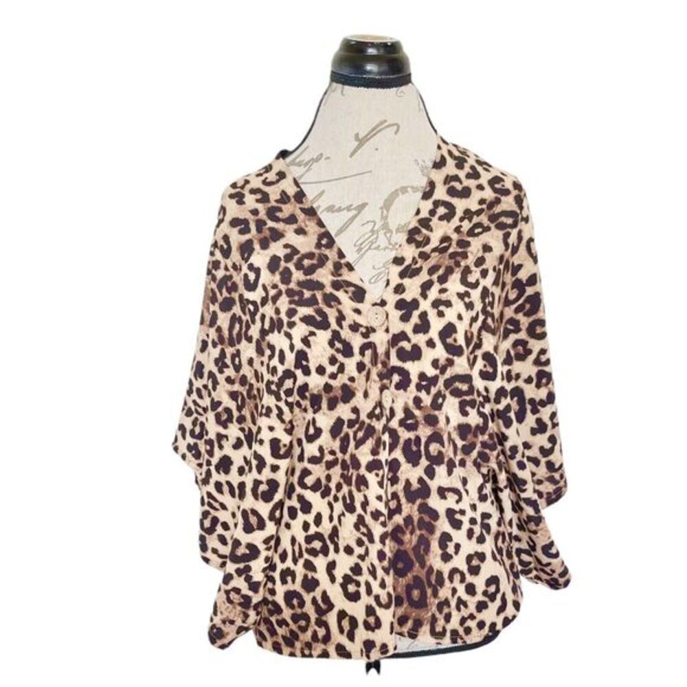 Anthropologie Do Everything in Love Blouse One Size Animal Leopard Boxy Top
